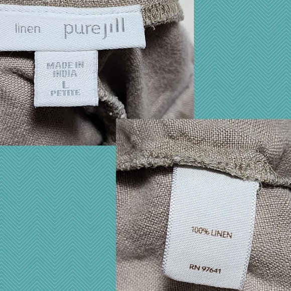 Pure Jill Beige 100% Linen High Rise Capri Pants - Picture 3 of 3